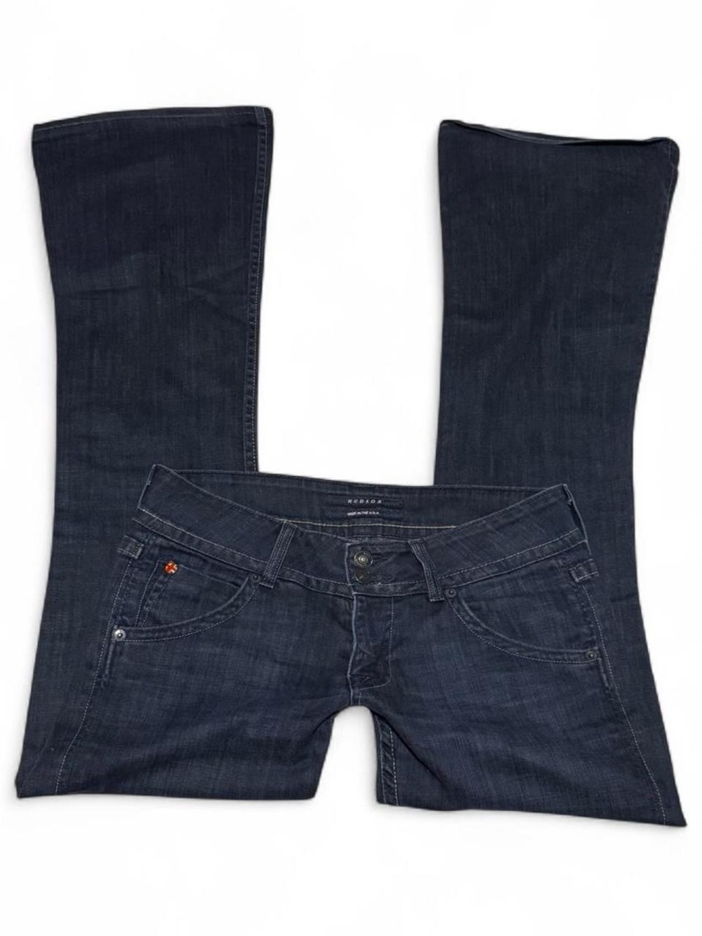 Y2K Navy blue low rise flare cotton jeans Hudson.